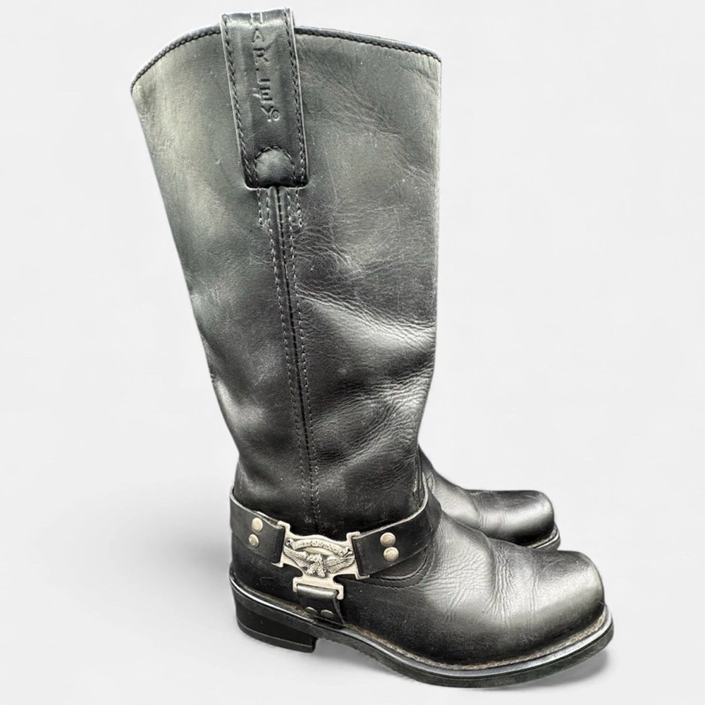Harley-Davidson Black Leather Motorcycle Riding Boots 8.5